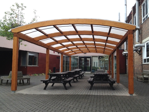 The Tarnhow Dome Free Standing Timber Canopy Installed at Carshalton High School for Girls in Carshalton, Surrey