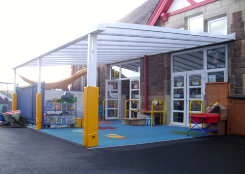 The Coniston Wall Mounted Canopy installed at New Park Community Primary School in 