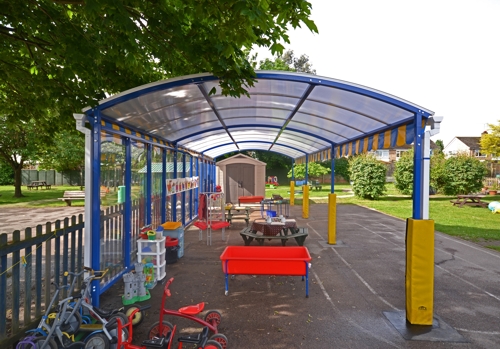 Free Standing Canopy - Play Canopy installed at How Wood Primary School in Hertfordshire