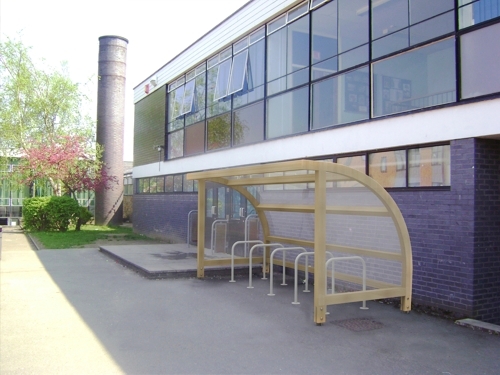 New curved timber cycle shelter - Able Canopies Ltd