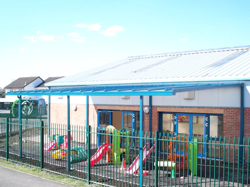 The Coniston Wall Mounted Canopy on Rear Posts - Moorland Park Community Centre