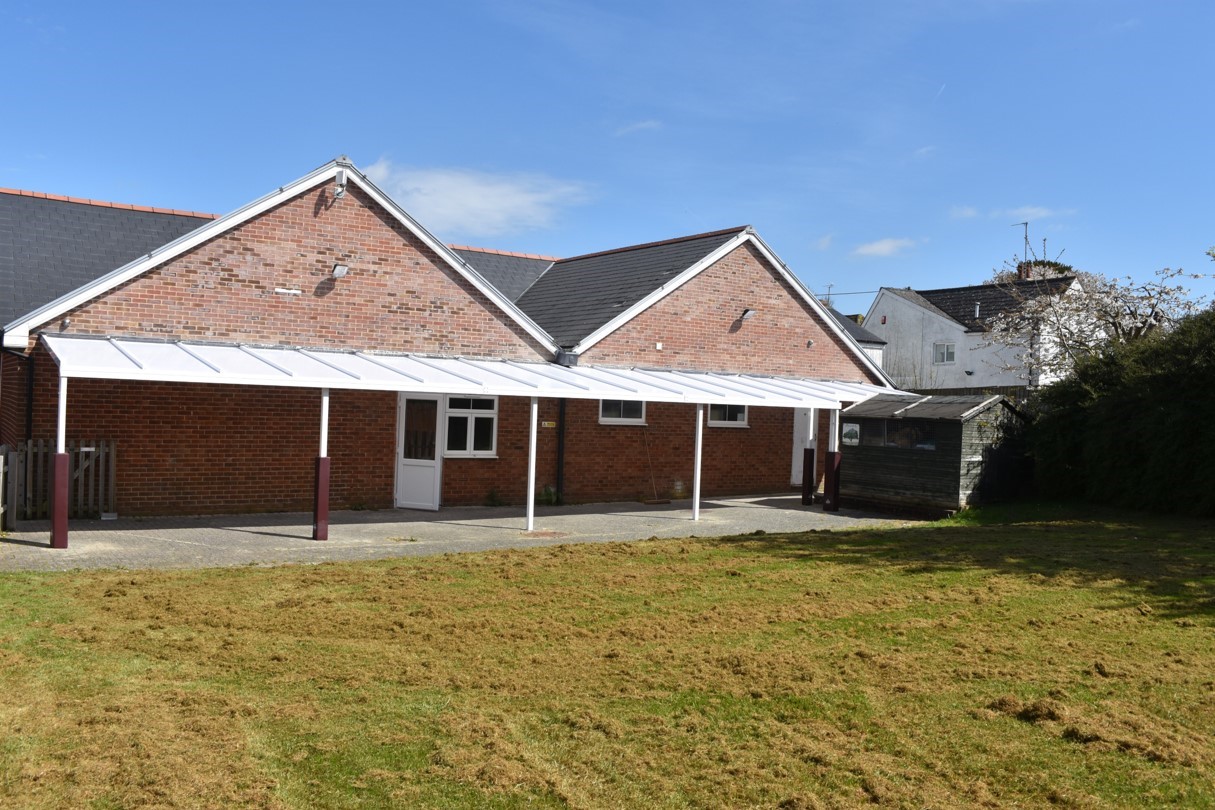 Wanborough Village Hall, Wall Mounted Canopy – Able Canopies Ltd