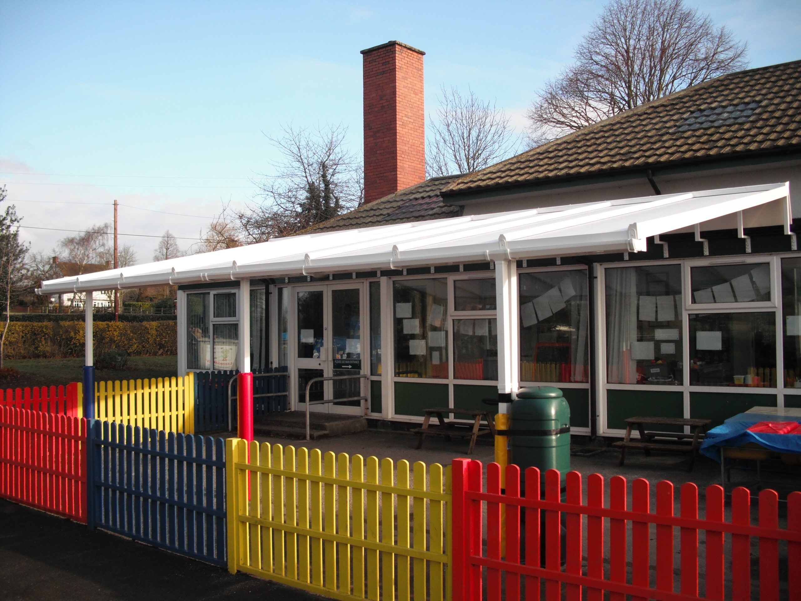 Green Lea First School Wall Mounted Canopy Able Canopies