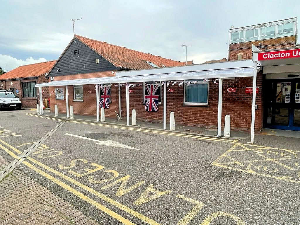 Clacton Hospital – Wall Mounted Canopy