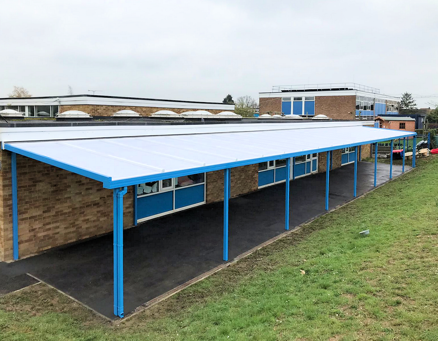 Engayne Primary School, Wall Mounted Canopy - Able Canopies Ltd