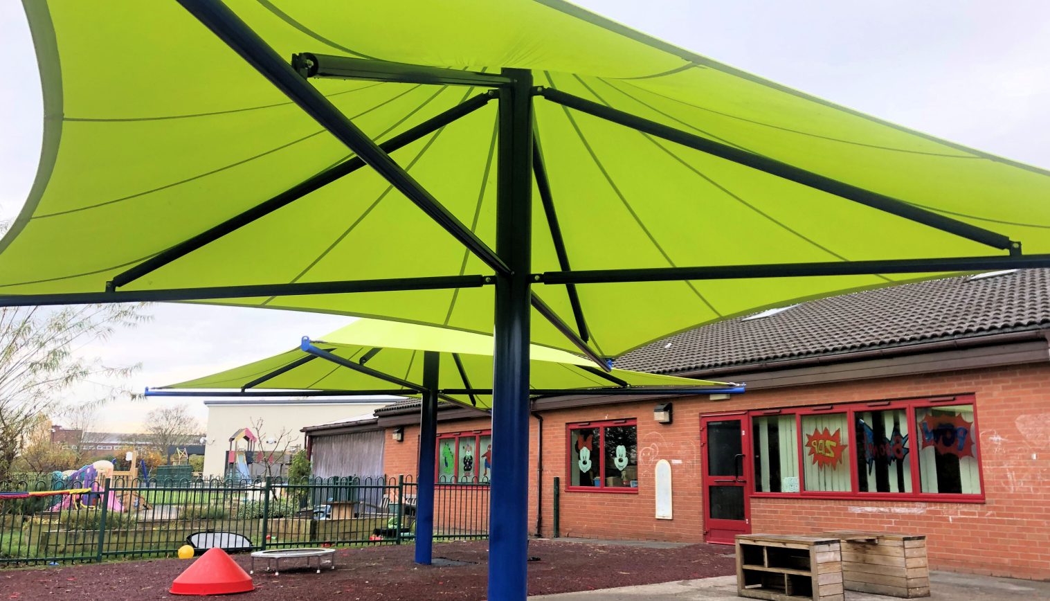 Oak Wood School Umbrella Install