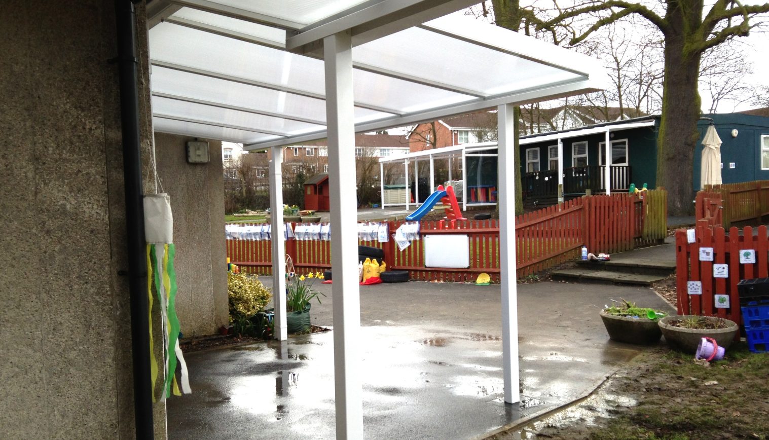St Meryl Junior & Infant School – Two Wall Mounted Canopies
