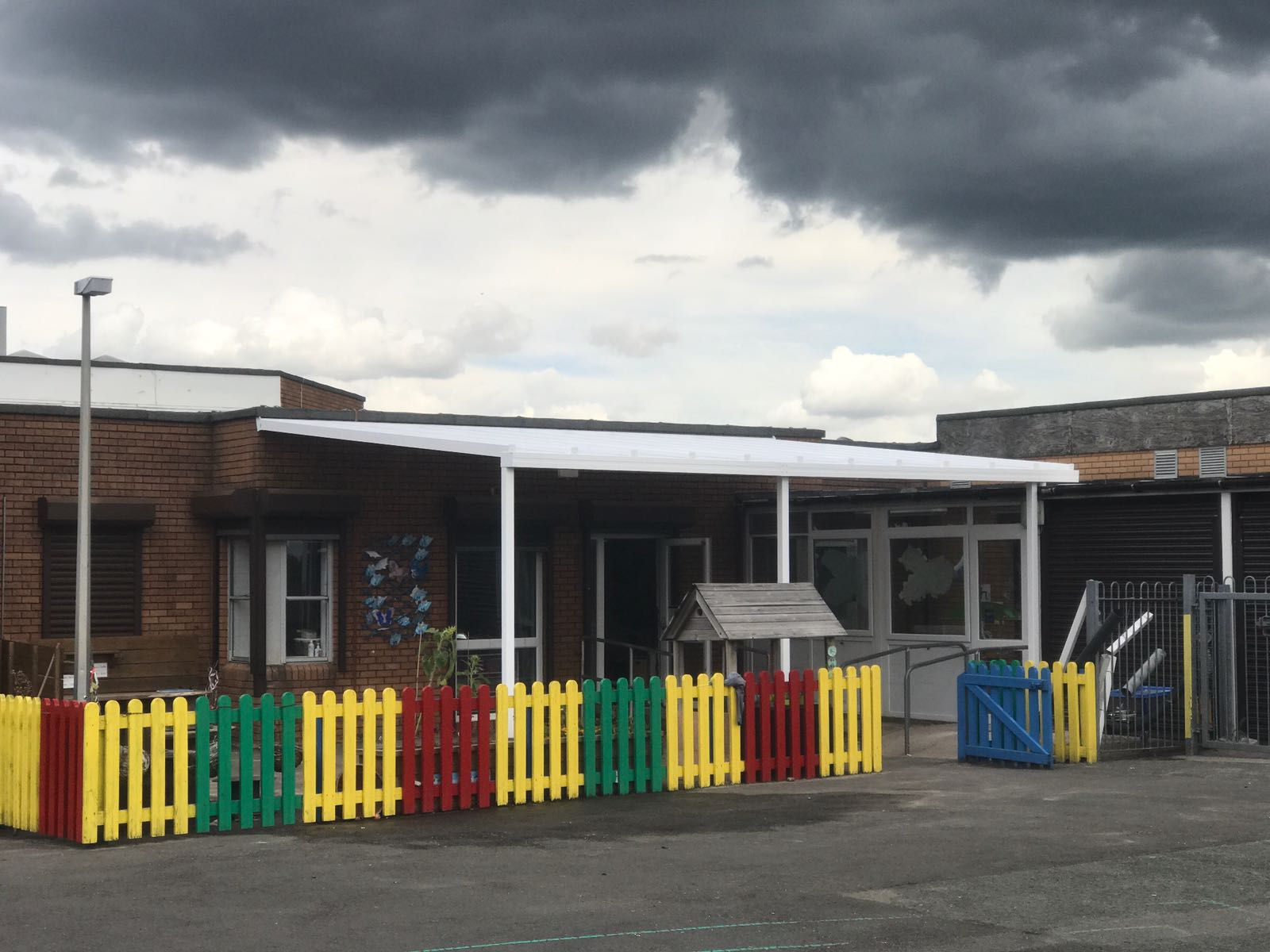 Woodlands Community School, Wall Mounted Canopy Able Canopies Ltd